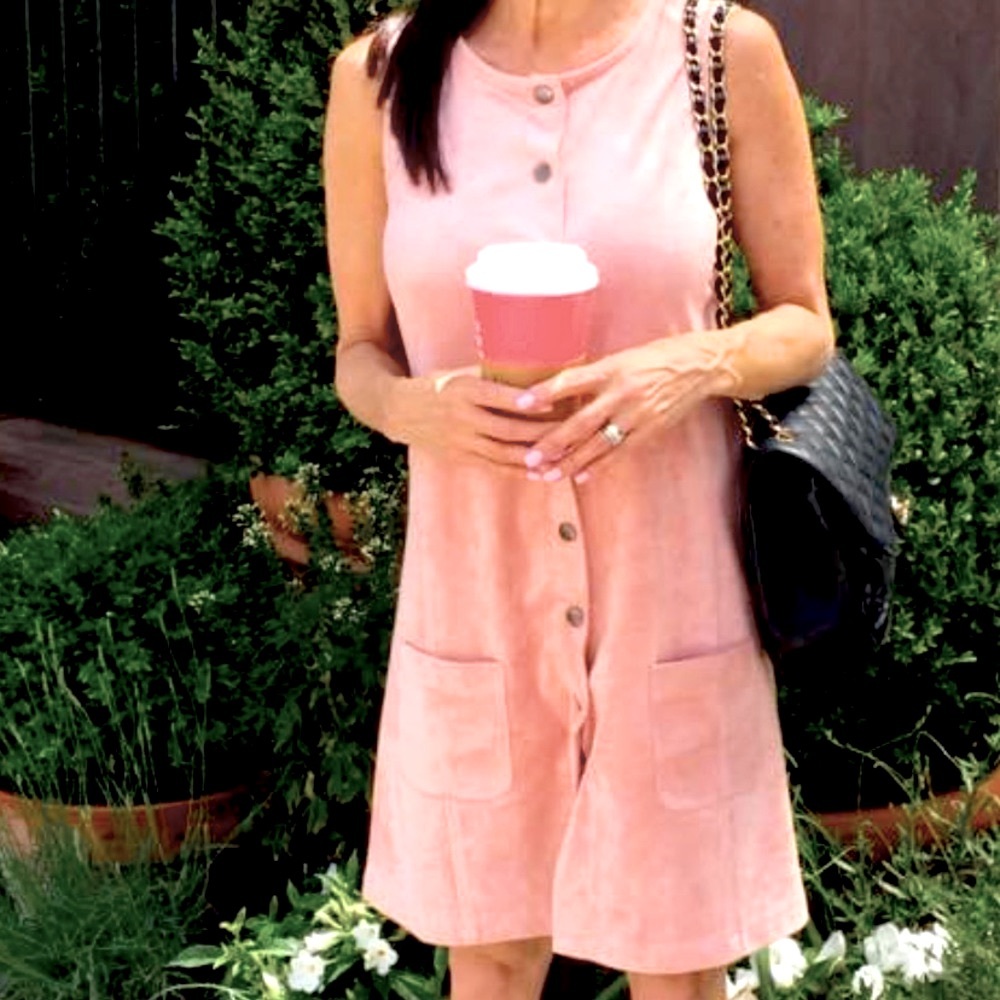 BB DAKOTA Blush Microsuede Sleeveless Dress Size Small